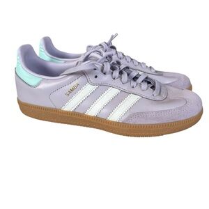Adidas Samba OG Shoes Kids Size 3 Silver Dawn / Crystal White / Semi Flash Aqua